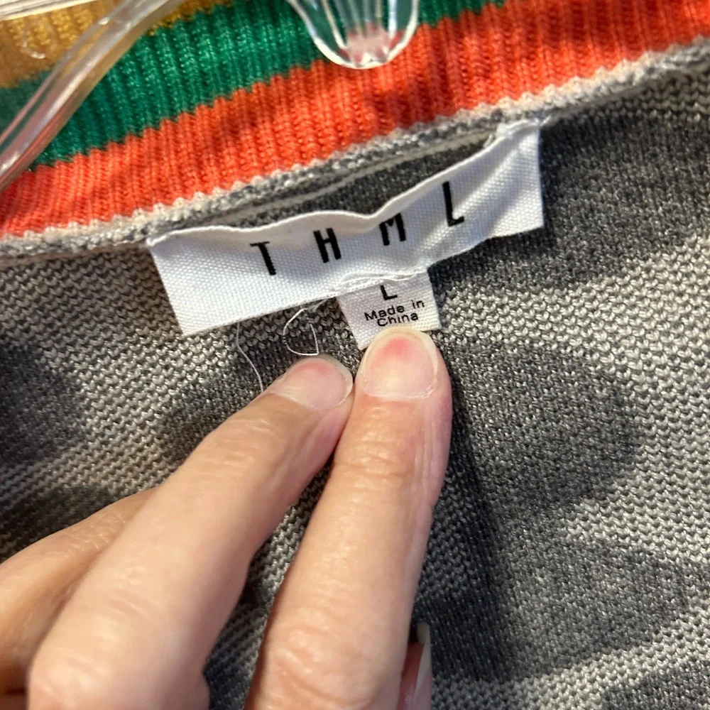 THML animal print sweater with rainbow trim - Picture 4 of 4